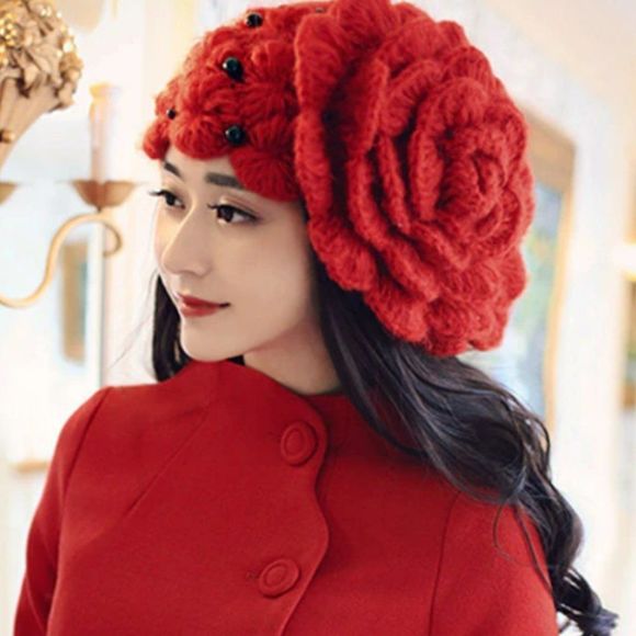 None Accessories - Rose Donna Floral Crochet Hat | Retro Vintage Style
